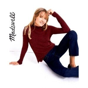 Madewell Inland Turtleneck Sweater in Coziest Yarn Burgundy Size XS